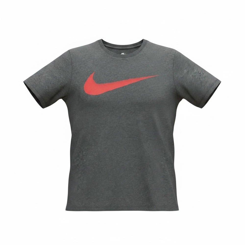 Nike Mens Athletic Cut Graphic Tee Gray Red Swoosh Logo T-Shirt Size L